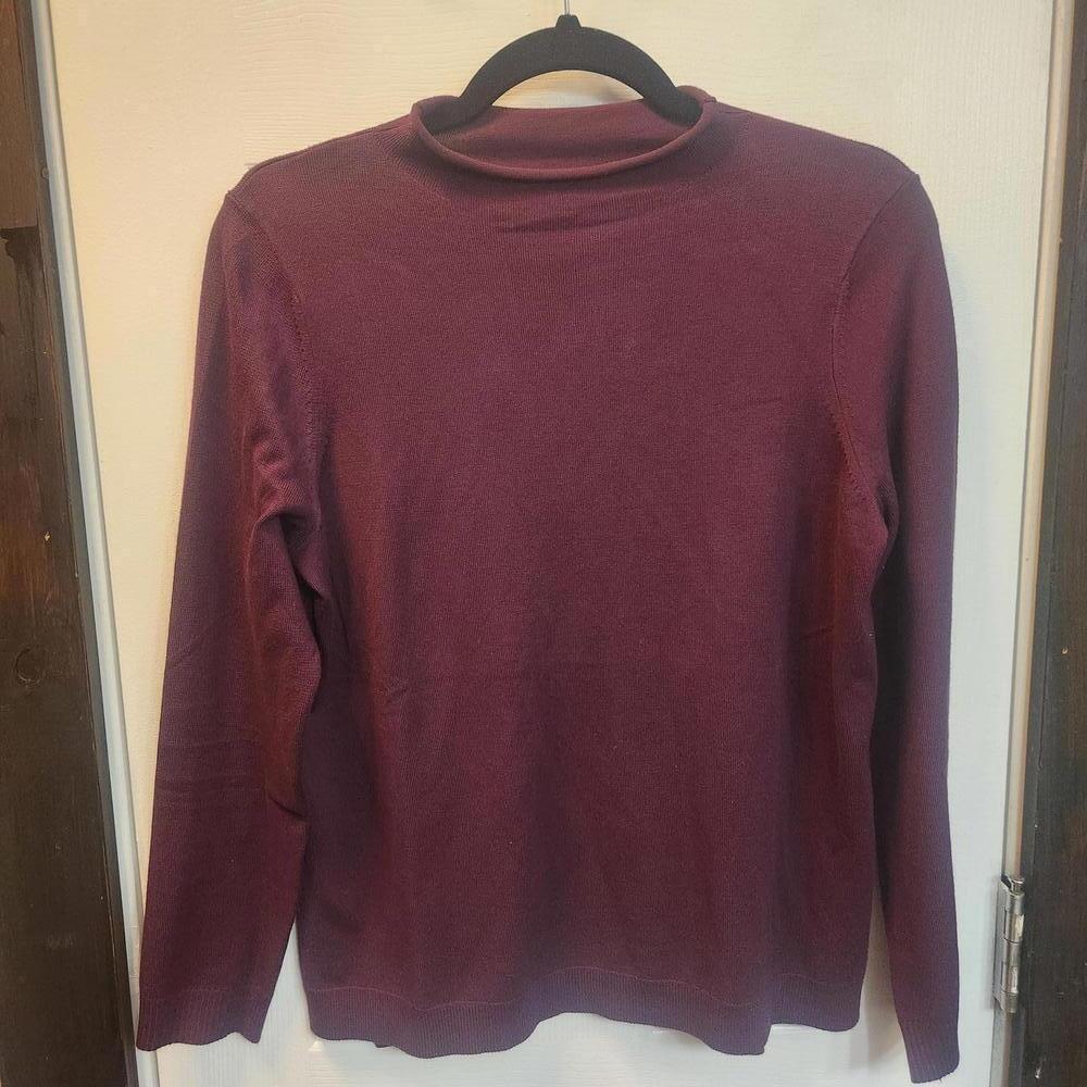 Adrianna Papell Women's Rich Purple Mock neck Sweater - Size Small